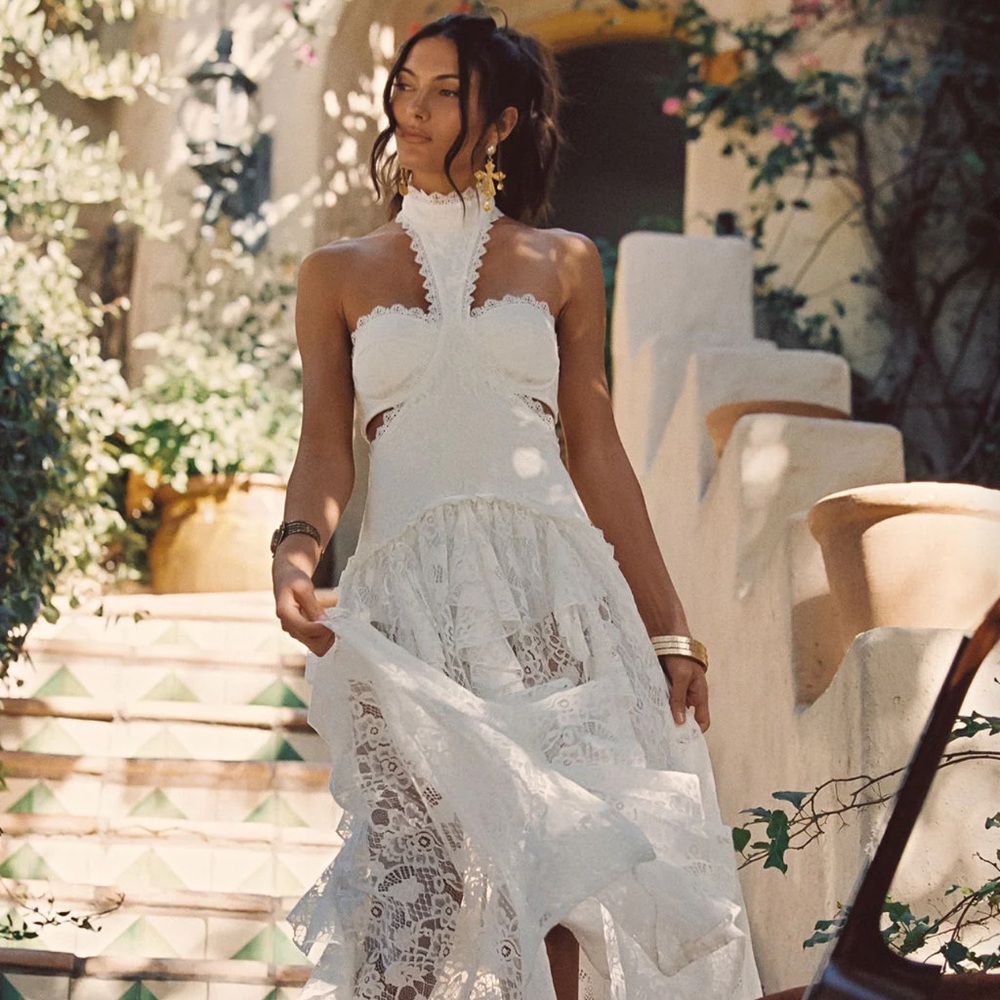 12th Tribe- Princesa White Lace Drop Waist